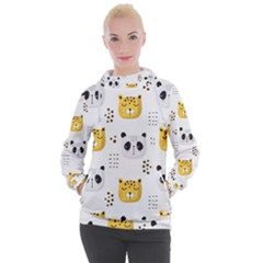 Seamless Pattern Cute Animals Women s Hooded Pullover