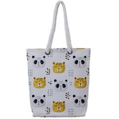 Seamless Pattern Cute Animals Full Print Rope Handle Tote (small)