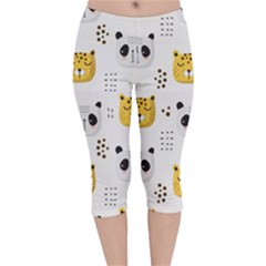 Seamless Pattern Cute Animals Velvet Capri Leggings 