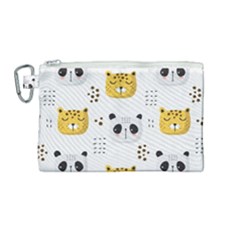 Seamless Pattern Cute Animals Canvas Cosmetic Bag (medium) by Jancukart