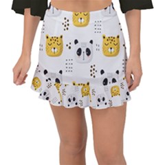 Seamless Pattern Cute Animals Fishtail Mini Chiffon Skirt