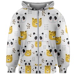 Seamless Pattern Cute Animals Kids  Zipper Hoodie Without Drawstring