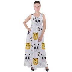 Seamless Pattern Cute Animals Empire Waist Velour Maxi Dress