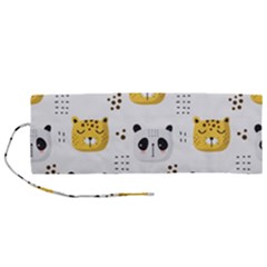 Seamless Pattern Cute Animals Roll Up Canvas Pencil Holder (m)