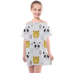 Seamless Pattern Cute Animals Kids  One Piece Chiffon Dress by Jancukart