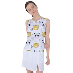 Seamless Pattern Cute Animals Women s Sleeveless Sports Top by Jancukart