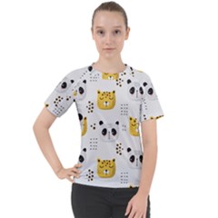 Seamless Pattern Cute Animals Women s Sport Raglan Tee