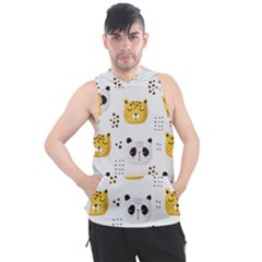 Seamless Pattern Cute Animals Men s Sleeveless Hoodie