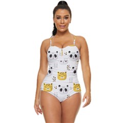 Seamless Pattern Cute Animals Retro Full Coverage Swimsuit