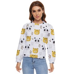 Seamless Pattern Cute Animals Women s Long Sleeve Raglan Tee