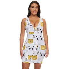 Seamless Pattern Cute Animals Draped Bodycon Dress