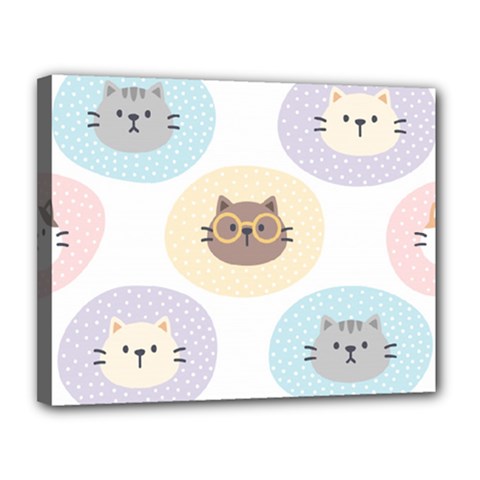 Cute Cat Seamless Pattern Background Canvas 14  X 11  (stretched) by Jancukart