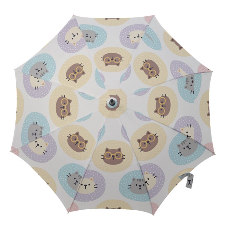 Cute Cat Seamless Pattern Background Hook Handle Umbrellas (Small)