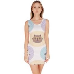 Cute Cat Seamless Pattern Background Bodycon Dress by Jancukart