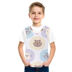 Cute Cat Seamless Pattern Background Kids  Basketball Tank Top by Jancukart