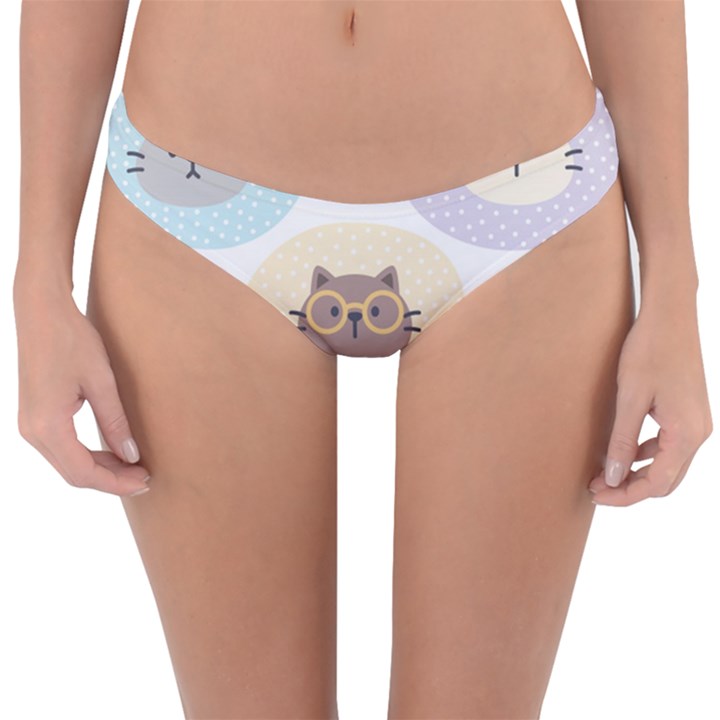 Cute Cat Seamless Pattern Background Reversible Hipster Bikini Bottoms