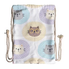 Cute Cat Seamless Pattern Background Drawstring Bag (large)