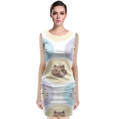 Cute Cat Seamless Pattern Background Classic Sleeveless Midi Dress