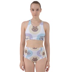 Cute Cat Seamless Pattern Background Racer Back Bikini Set