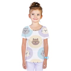 Cute Cat Seamless Pattern Background Kids  One Piece Tee