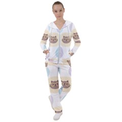 Cute Cat Seamless Pattern Background Women s Tracksuit