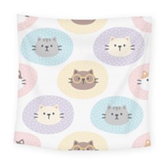 Cute Cat Seamless Pattern Background Square Tapestry (large)