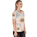 Cute Cat Seamless Pattern Background Women s V-Neck Scrub Top View3