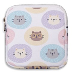 Cute Cat Seamless Pattern Background Mini Square Pouch