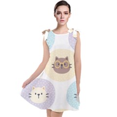 Cute Cat Seamless Pattern Background Tie Up Tunic Dress