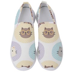 Cute Cat Seamless Pattern Background Men s Slip On Sneakers