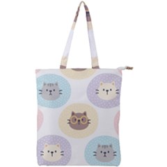 Cute Cat Seamless Pattern Background Double Zip Up Tote Bag