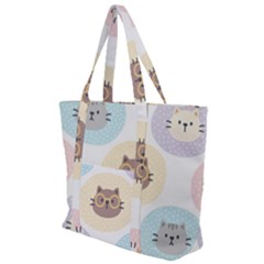 Cute Cat Seamless Pattern Background Zip Up Canvas Bag