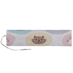 Cute Cat Seamless Pattern Background Roll Up Canvas Pencil Holder (l)