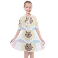 Cute Cat Seamless Pattern Background Kids  All Frills Chiffon Dress