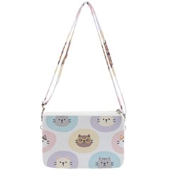 Cute Cat Seamless Pattern Background Double Gusset Crossbody Bag