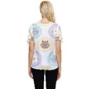 Cute Cat Seamless Pattern Background Bow Sleeve Button Up Top View4