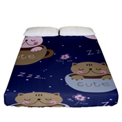 Cute Kittens Sleep Sweetly Mugs Fitted Sheet (queen Size) by Jancukart