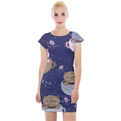 Cute Kittens Sleep Sweetly Mugs Cap Sleeve Bodycon Dress