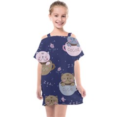 Cute Kittens Sleep Sweetly Mugs Kids  One Piece Chiffon Dress by Jancukart