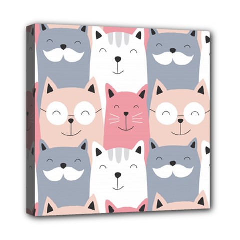 Cute Seamless Pattern With Cats Mini Canvas 8  X 8  (stretched)