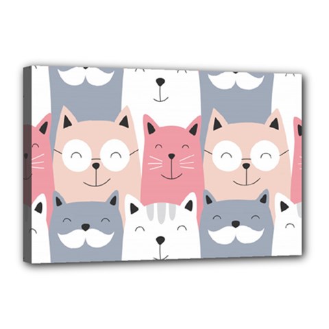 Cute Seamless Pattern With Cats Canvas 18  X 12  (stretched)