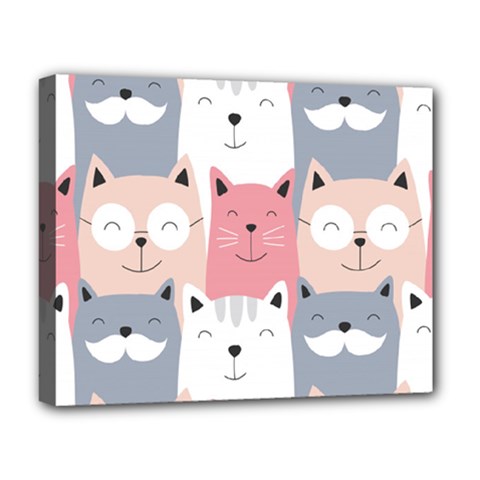 Cute Seamless Pattern With Cats Deluxe Canvas 20  X 16  (stretched)