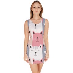 Cute Seamless Pattern With Cats Bodycon Dress