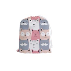 Cute Seamless Pattern With Cats Drawstring Pouch (medium)