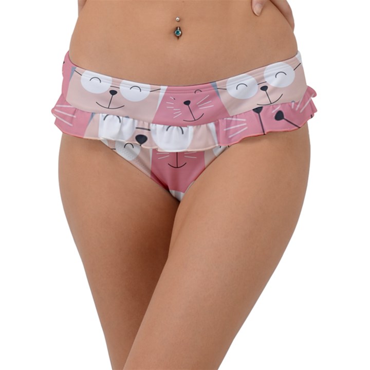 Cute Seamless Pattern With Cats Frill Bikini Bottom