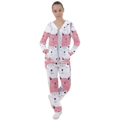 Cute Seamless Pattern With Cats Women s Tracksuit