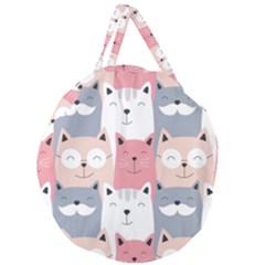 Cute Seamless Pattern With Cats Giant Round Zipper Tote