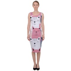 Cute Seamless Pattern With Cats Sleeveless Pencil Dress