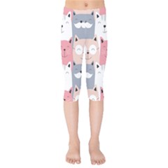 Cute Seamless Pattern With Cats Kids  Capri Leggings 