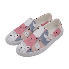 Cute Seamless Pattern With Cats Women s Canvas Slip Ons